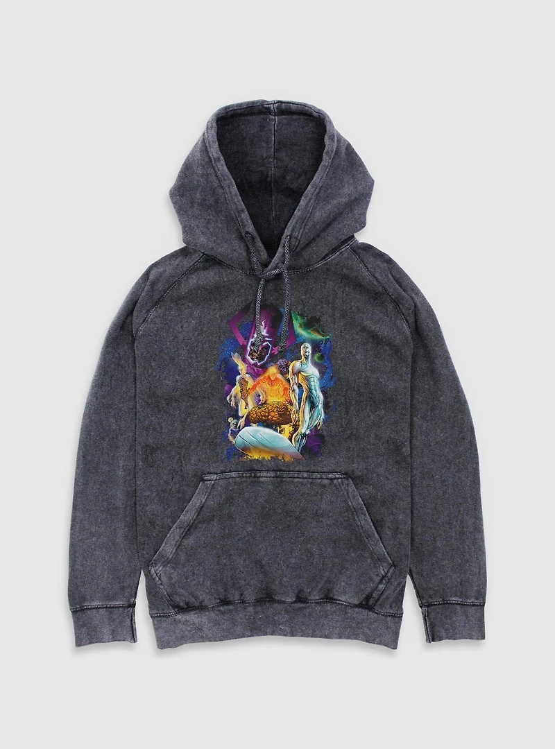 Marvel Fantastic Four 4 Cosmos Galactus & Silver Surfer Mineral Wash Hoodie
