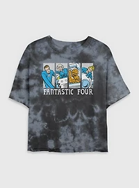 Marvel Fantastic Four Comic Panels Womens Crop Tie-Dye T-Shirt