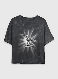 Marvel Fantastic Four Silver Surfer Action Womens Crop Mineral Wash T-Shirt