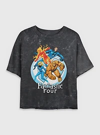 Marvel Fantastic Four Feelin' Womens Crop Mineral Wash T-Shirt