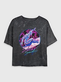 Marvel Fantastic Four Silver Surfer Classic Vibe Womens Crop Mineral Wash T-Shirt