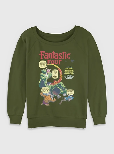 Marvel Fantastic Four Comic Vs Giganto Womens Slouchy Sweatshirt