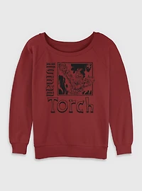 Marvel Fantastic Four Human Torch Pose Womens Slouchy Sweatshirt