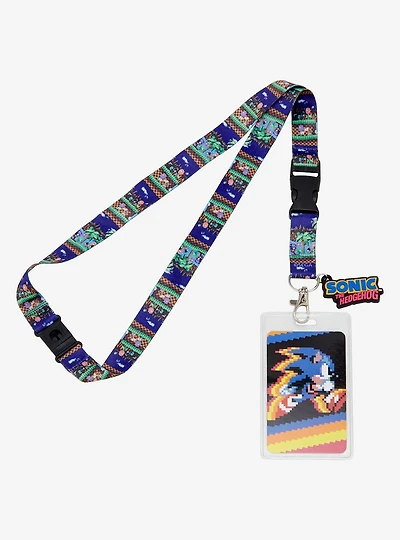 Sonic The Hedgehog Pixel Scene Lanyard