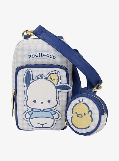 Loungefly Sanrio Pochacco Gingham Crossbody Sling Bag with Coin Purse