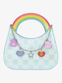 Loungefly Care Bears x Sesame Street Checkered Crossbody Bag with Charms