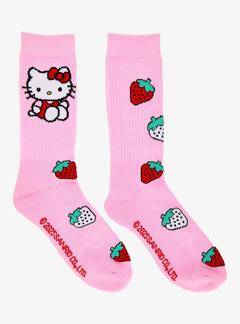 Sanrio Hello Kitty Strawberries Allover Print Crew Socks - BoxLunch Exclusive
