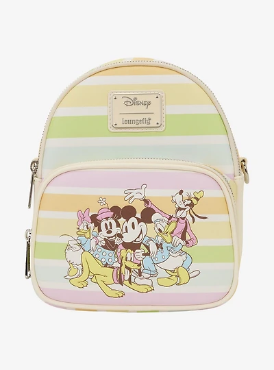 Loungefly Disney Mickey & Friends Rainbow Stripe Convertible Mini Backpack