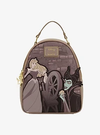 Loungefly Disney Sleeping Beauty Aurora & Maleficent Spinning Wheel Mini Backpack