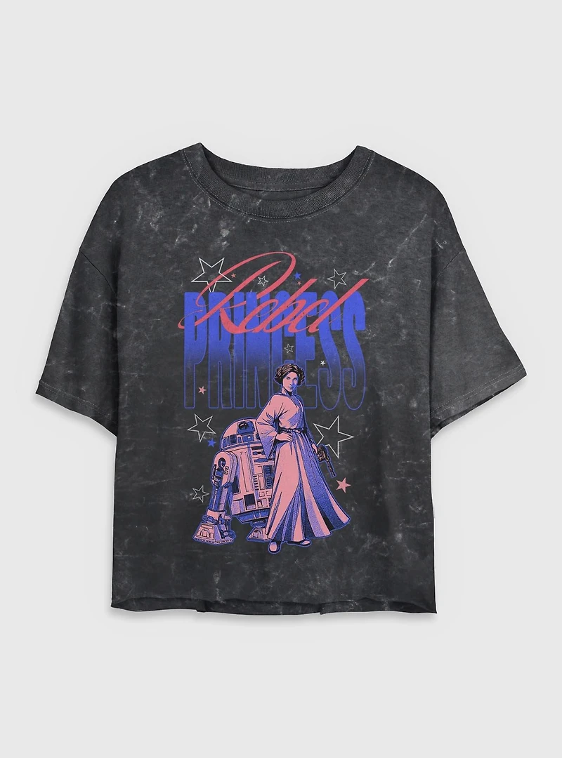 Star Wars Rebel Princess Stars Mineral Wash Womens Crop T-Shirt