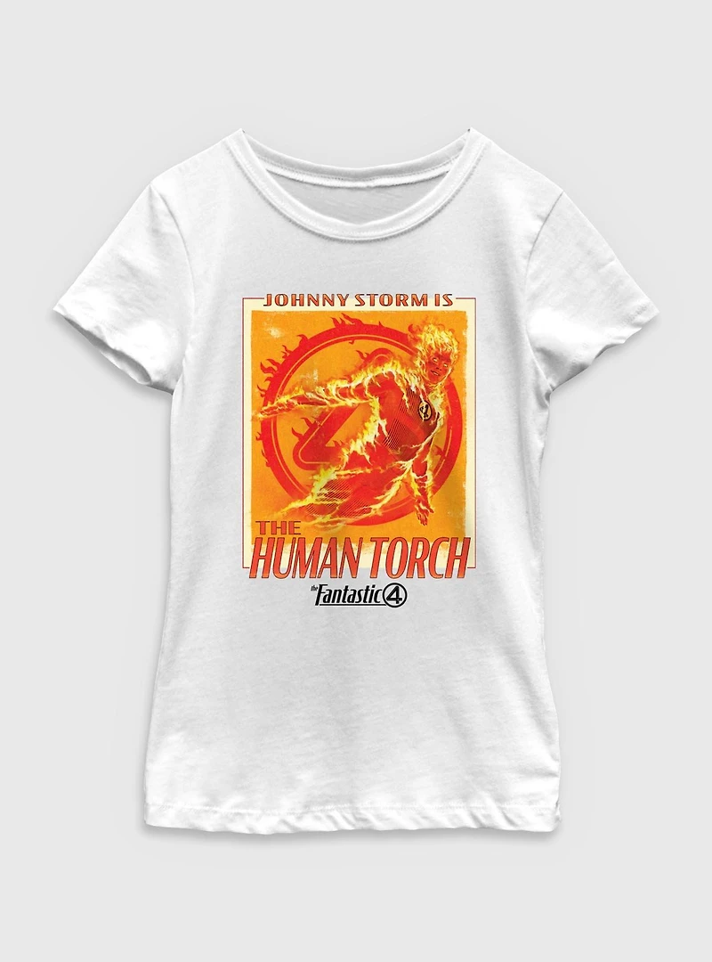 Marvel The Fantastic Four: First Steps Johnny Storm Is Human Torch Youth Girls T-Shirt
