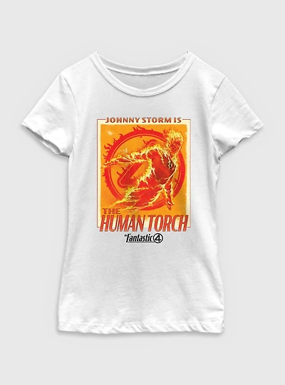 Marvel The Fantastic Four: First Steps Johnny Storm Is Human Torch Youth Girls T-Shirt