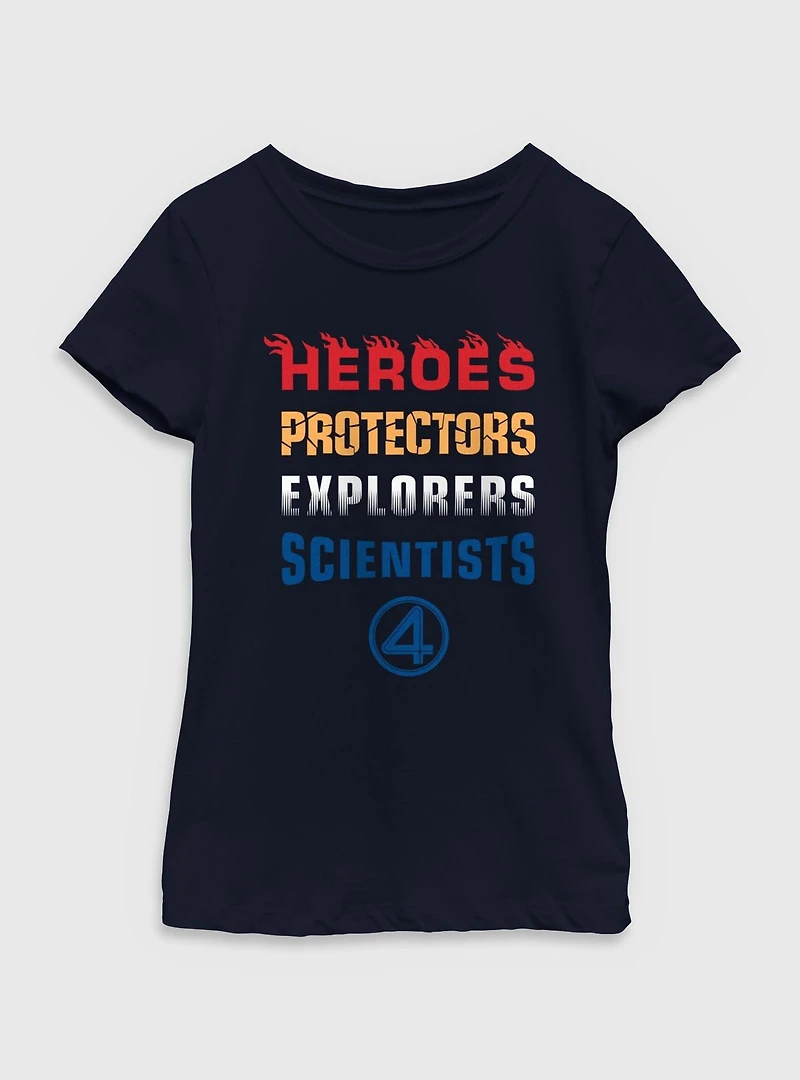 Marvel The Fantastic Four: First Steps Heroes Protectors Explorers Scientists Youth Girls T-Shirt