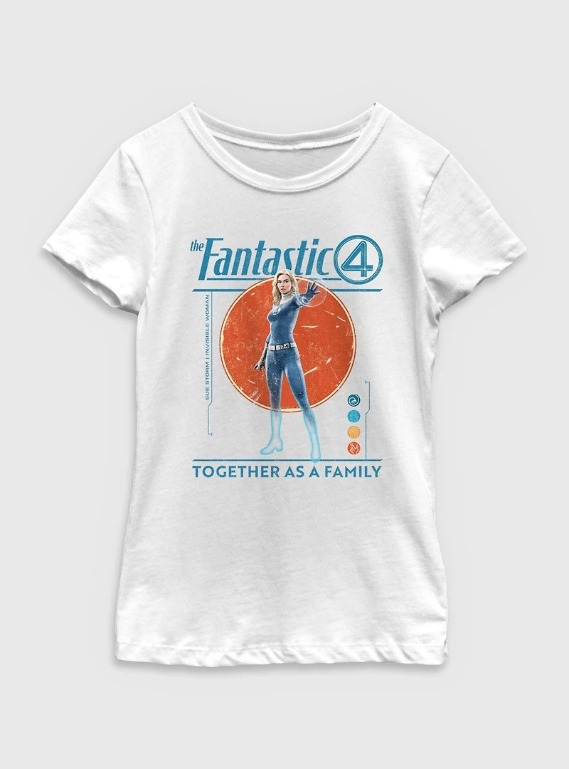Marvel The Fantastic Four: First Steps Together As A Family Susan Storm Invisible Woman Youth Girls T-Shirt
