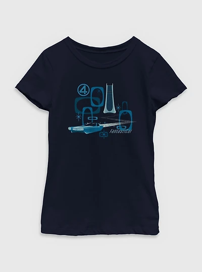 Marvel The Fantastic Four: First Steps Fantasticar Vintage Youth Girls T-Shirt