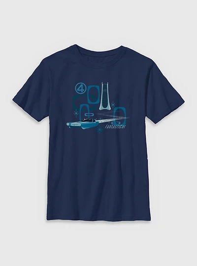 Marvel The Fantastic Four: First Steps Fantasticar Vintage Youth T-Shirt