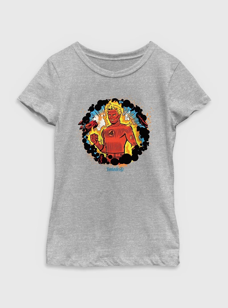 Marvel The Fantastic Four: First Steps Johnny Storm Human Torch Power Youth Girls T-Shirt