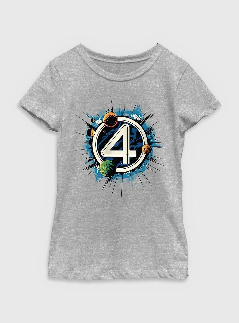 Marvel The Fantastic Four: First Steps Planets Logo Youth Girls T-Shirt