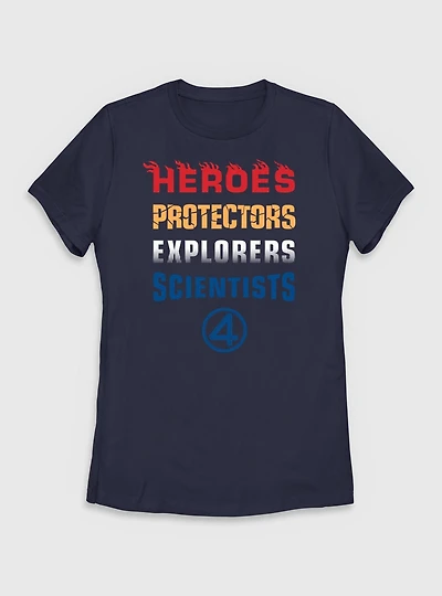 Marvel The Fantastic Four: First Steps Heroes Protectors Explorers Scientists Womens T-Shirt