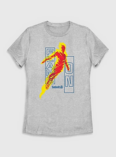Marvel The Fantastic Four: First Steps Human Torch Flame On Womens T-Shirt