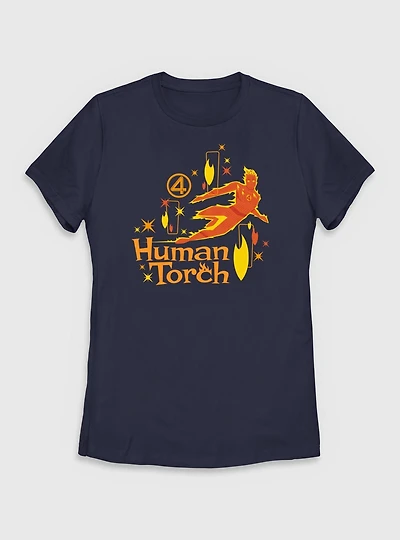 Marvel The Fantastic Four: First Steps Human Torch Vintage Womens T-Shirt
