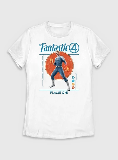 Marvel The Fantastic Four: First Steps Flame On Johnny Storm Human Torch Womens T-Shirt
