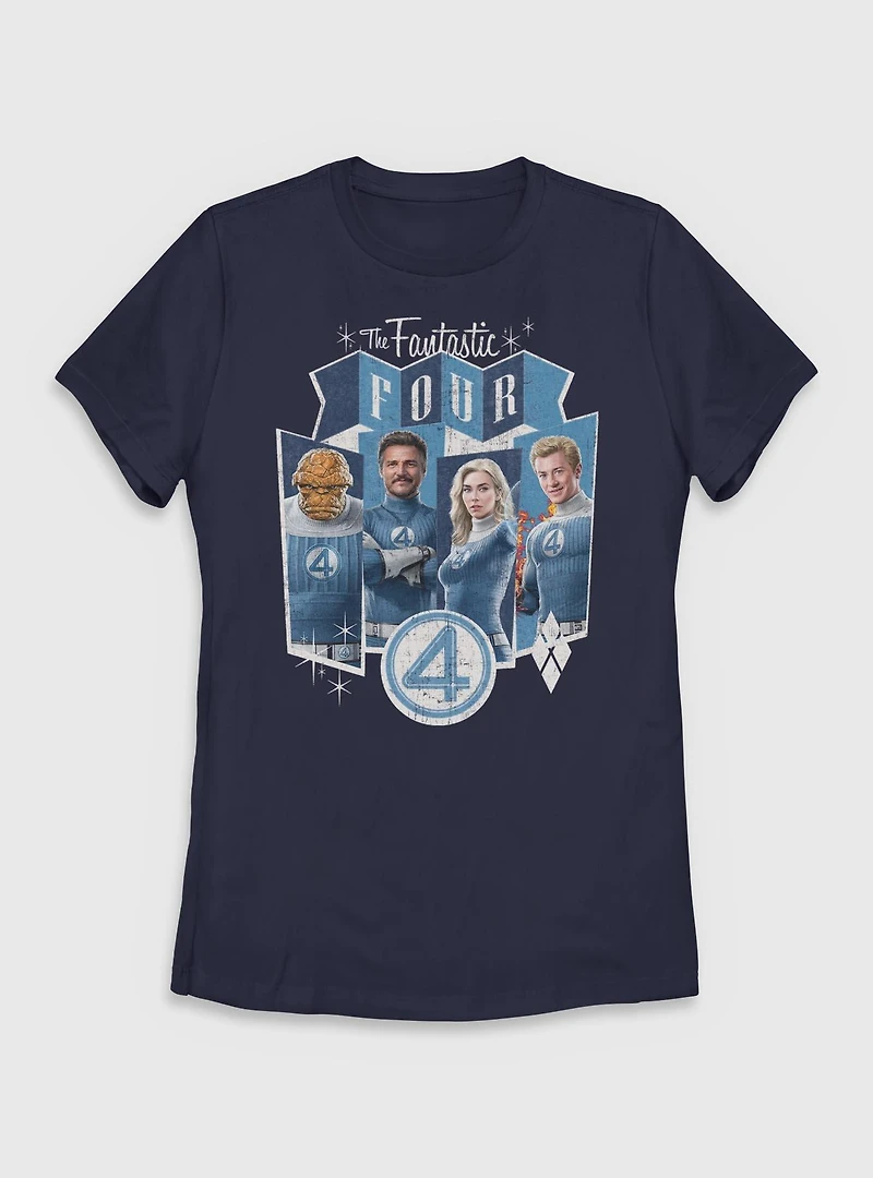 Marvel The Fantastic Four: First Steps Four Heroes Panels Womens T-Shirt