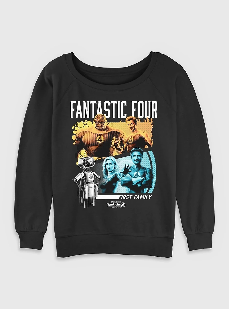 Marvel The Fantastic Four: First Steps Family & H.E.R.B.I.E. Womens Slouchy Sweatshirt