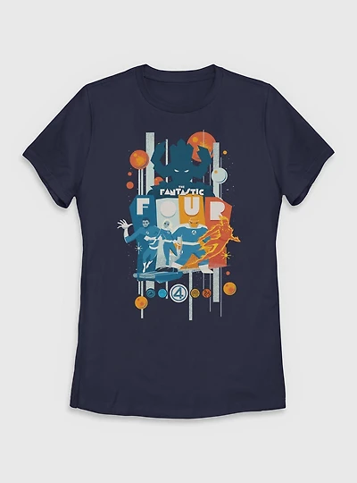 Marvel The Fantastic Four: First Steps Retro Cosmic Power Vs. Galactus Womens T-Shirt