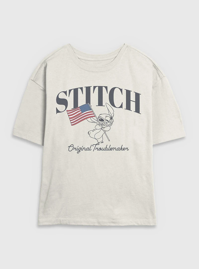 Disney Lilo & Stitch Flag Womens Skimmer T-Shirt