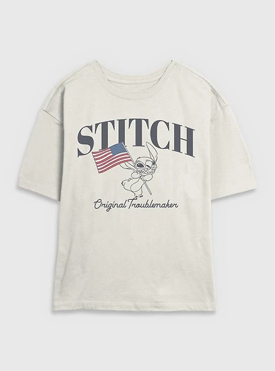 Disney Lilo & Stitch Flag Womens Skimmer T-Shirt