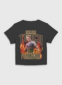 Marvel The Fantastic Four: First Steps Johnny Storm Human Torch Flame On Womens Baby T-Shirt BoxLunch Exclusive