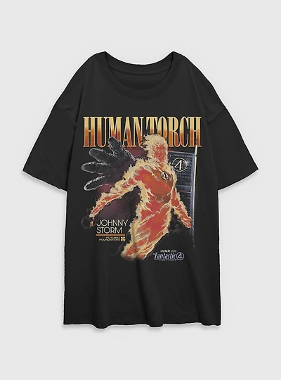 Marvel The Fantastic Four: First Steps Human Torch Future Foundation Womens Oversized T-Shirt BoxLunch Exclusive