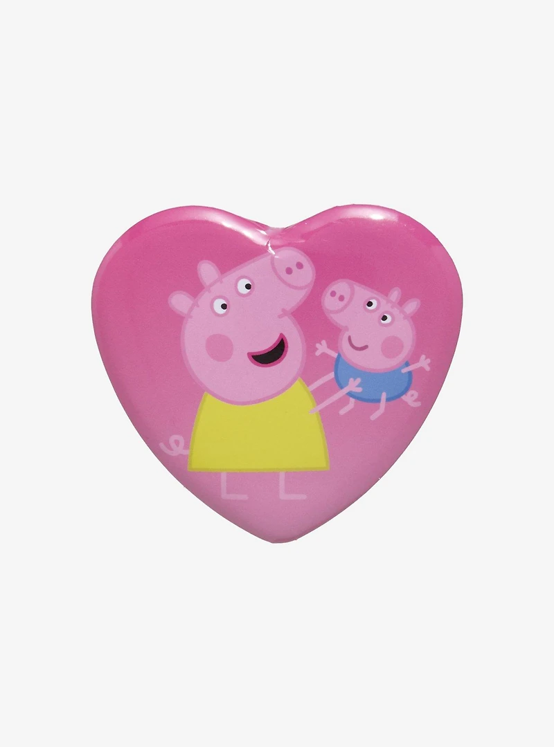 Peppa Pig Peppa & George Heart Button Pin - BoxLunch Exclusive