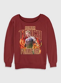 Marvel The Fantastic Four: First Steps Johnny Storm Human Torch Flame On Womens Slouchy Sweatshirt BoxLunch Exclusive