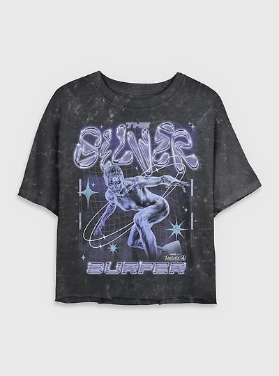 Marvel The Fantastic Four: First Steps Silver Surfer Womens Mineral Wash Crop T-Shirt BoxLunch Exclusive