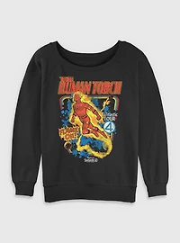 Marvel The Fantastic Four: First Steps Comic Cover Johnny Storm Human Torch Womens Slouchy Sweatshirt BoxLunch Exclusive