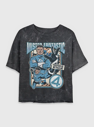 Marvel The Fantastic Four: First Steps Mr.  Together As A Family Womens Mineral Wash Crop T-Shirt BoxLunch Exclusive