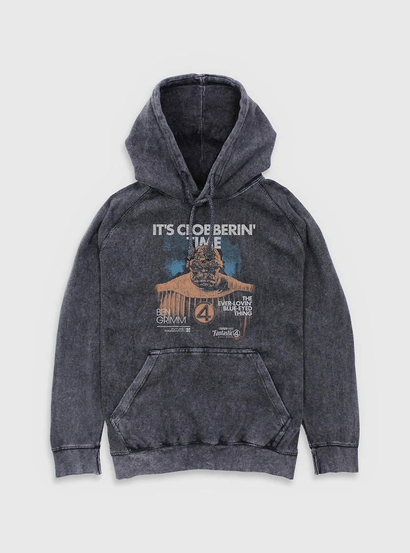 Marvel The Fantastic Four: First Steps Grunge Thing It's Clobberin' Time Mineral Wash Hoodie BoxLunch Exclusive