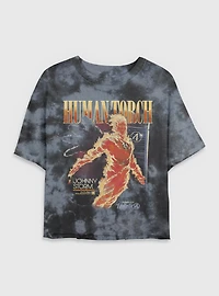 Marvel The Fantastic Four: First Steps Human Torch Future Foundation Womens Tie-Dye Crop T-Shirt BoxLunch Exclusive