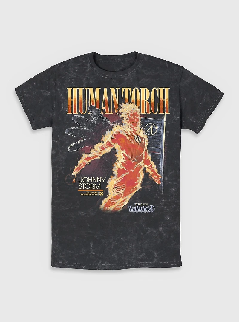 Marvel The Fantastic Four: First Steps Human Torch Future Foundation Mineral Wash T-Shirt BoxLunch Exclusive