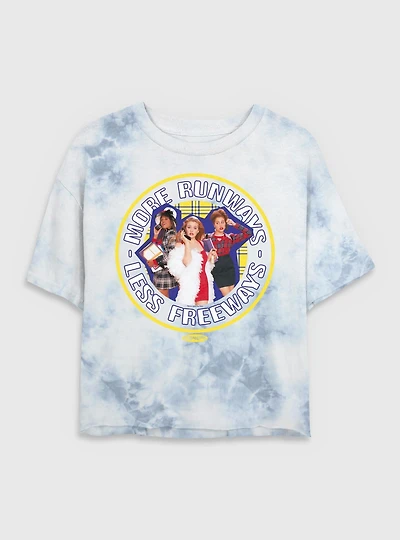 Clueless More Runways Less Freeways Tie Dye Crop Womens T-Shirt