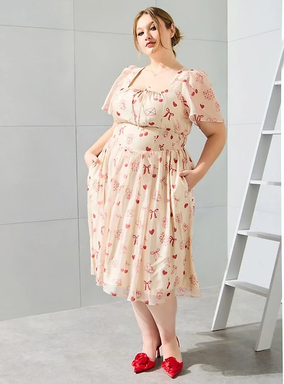 Disney Mickey & Minnie Mouse Valentine's Day Icons Plus Smock Dress - BoxLunch Exclusive