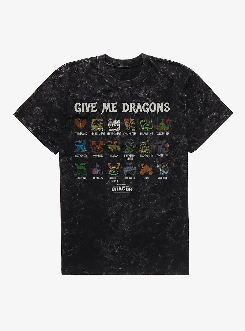 How To Train Your Dragon Give Me Dragons Mineral Wash T-Shirt