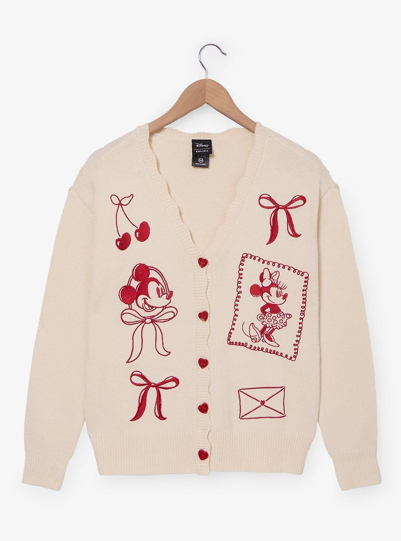 Disney Mickey & Minnie Valentine's Day Women's Cardigan — BoxLunch Exclusive
