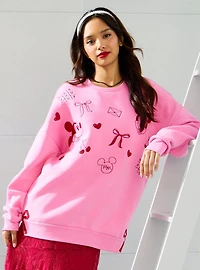 Disney Mickey & Minnie Valentine's Day Pink Crewneck — BoxLunch Exclusive