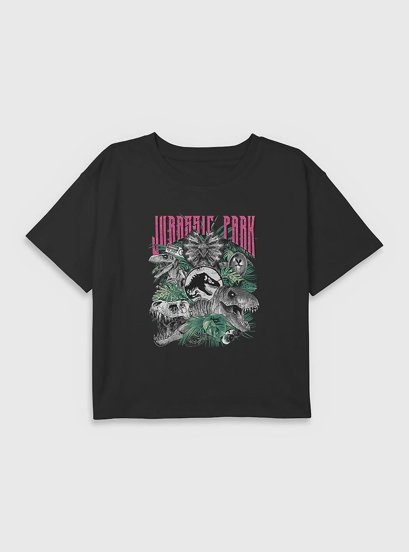 Jurassic Park Iconic Dinosaurs Youth Girls Boxy T-Shirt BoxLunch Exclusive