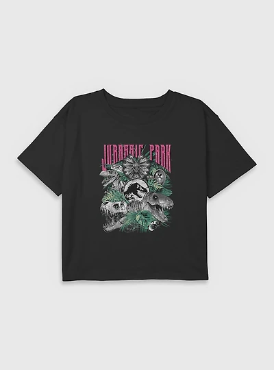 Jurassic Park Iconic Dinosaurs Youth Girls Boxy T-Shirt BoxLunch Exclusive
