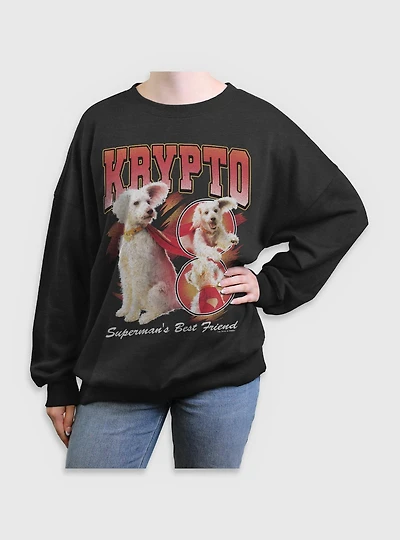 DC Comics Superman Krypto Superman's Best Friend Girls Oversized Sweatshirt BoxLunch Exclusive
