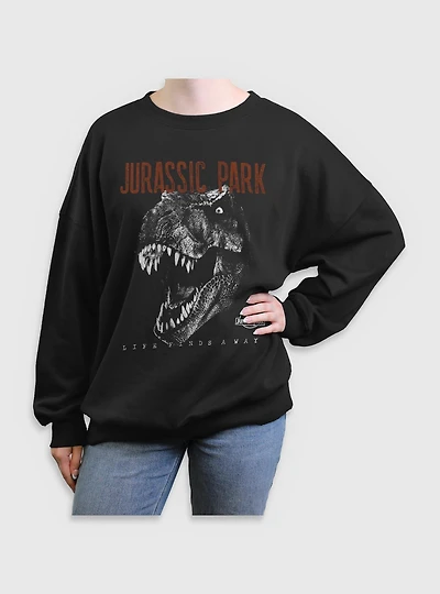 Jurassic Park T-Rex Life Finds A Way Girls Oversized Sweatshirt BoxLunch Exclusive